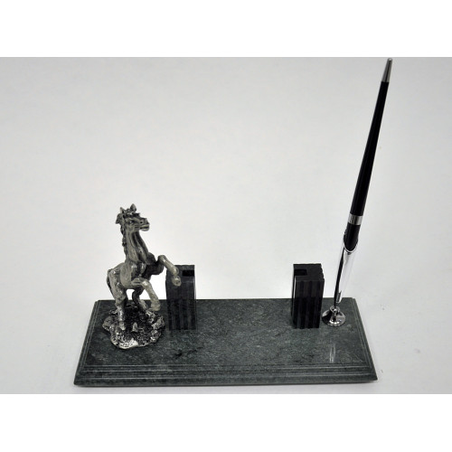 Настольный набор для руководителя Penstand, мраморный (Фигура коня, подставка для визиток и ручка) 8158