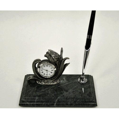Настольный набор для руководителя Penstand, мраморный (Часы с цветком и ручка) 6127