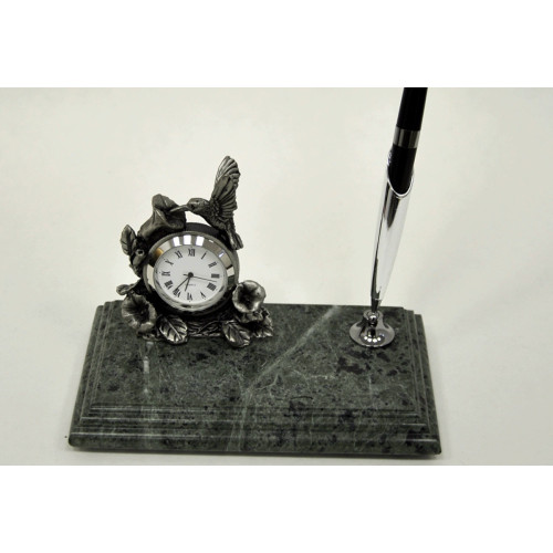 Настольный набор для руководителя Penstand, мраморный (Часы с колибри и ручка) 6126