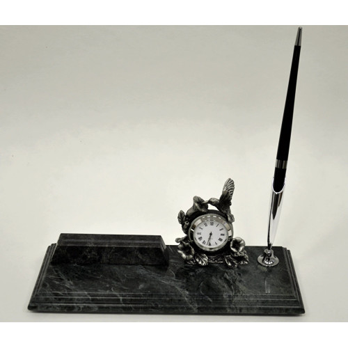 Настольный набор для руководителя Penstand, мраморный (Часы, подставка для визитной карты и ручка) 8135