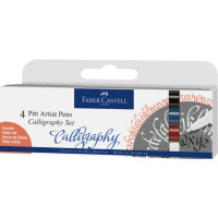 Набор капиллярных ручек для каллиграфии Faber-Castell PITT Calligraphy из 4 цветов, 167504
