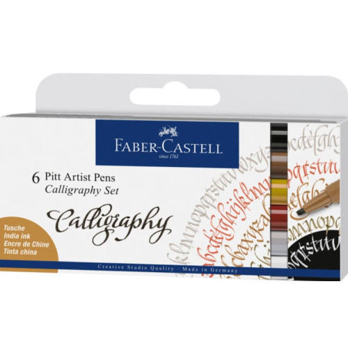 Набор капиллярных ручек для каллиграфии Faber-Castell PITT Calligraphy из 6 цветов, 167506