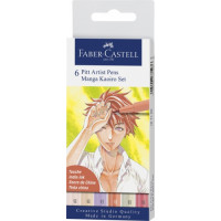 Набір капілярних ручок пензлів Faber-Castell PITT ARTIST PEN Manga Kaoiro Set 6 кольорів, 167168
