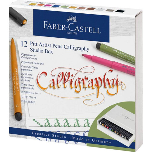 Набор капиллярных ручек для каллиграфии Faber-Castell PITT Calligraphy Studio Box, 12 цветов, 167512
