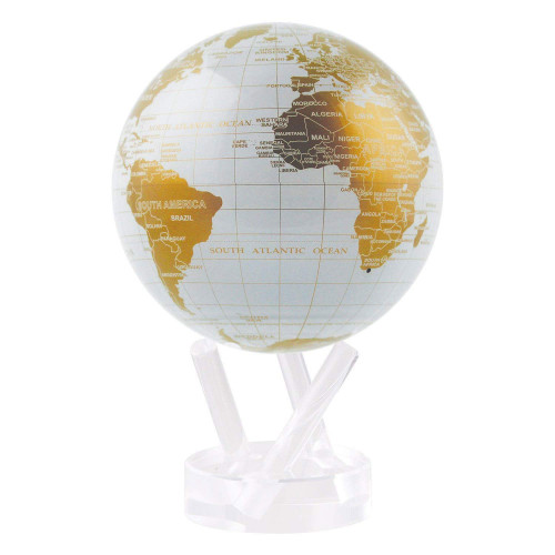 Гиро-глобус Solar Globe Mova Политическая карта 11,4 см, бело-золотой (MG-45-WGE)