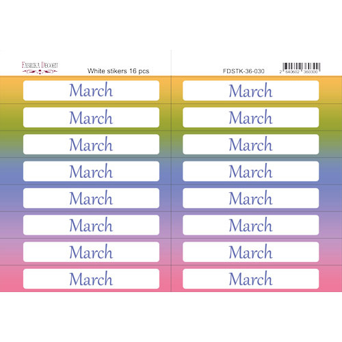 Набор наклеек (стикеров) 16 шт, March EN (англ) №18-030 Март