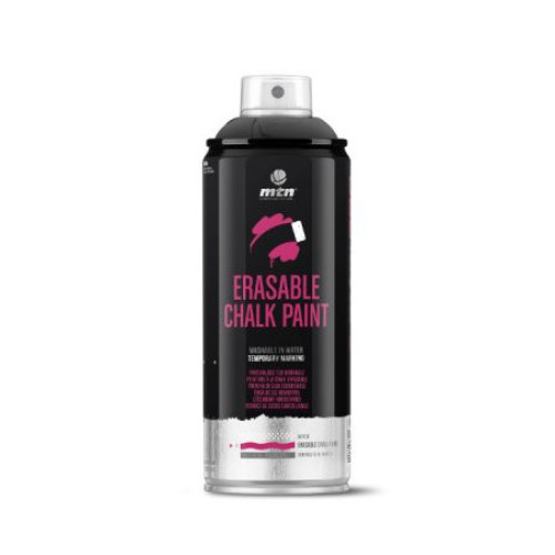Аэрозольная краска на меловый основе MONTANA PRO Erasable Chalk Paint WB 400 мл, черный, EX014PC9011W