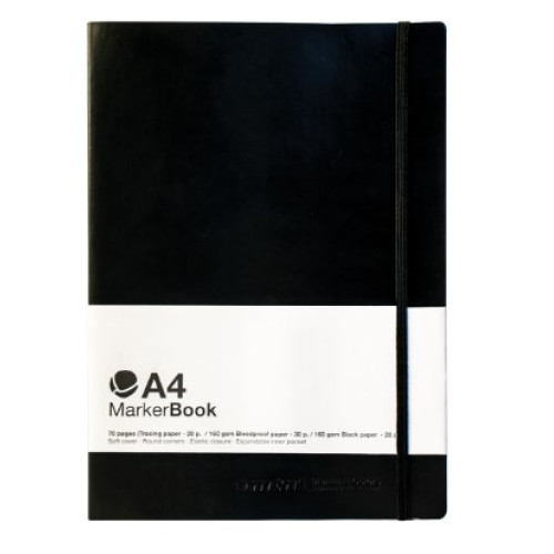 Скетчбук А4 MONTANA MarkerBook на резинке, 35 л. (165 г-м2), бумага белая-черная, SPLI0105004