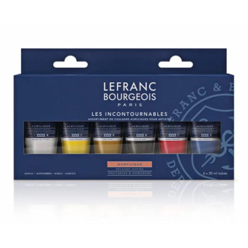 Набор акриловых красок Lefranc Fine Acrylic Color, 6 цветов по 20 мл.