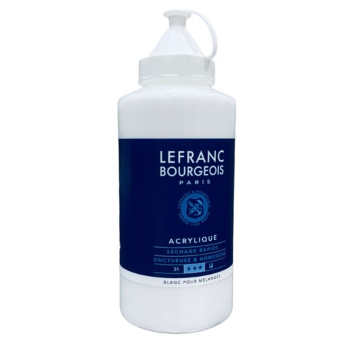 Акриловая краска Lefranc Fine Acrylic Color 750 мл, №008 TITANIUM WHITE Титановые белила