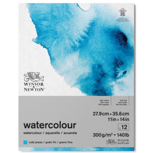 Блок бумаги для акварели Winsor Newton холодного пресса Watercolour aquarelle Classic range, 25,4х35,6 см 12 листов