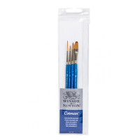 Набор кистей из синтетического ворса Winsor Ser. Cotman Brushes 4 круглая №2,4, лайнер №1, плоская №6