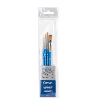 Набор кистей из синтетического ворса Winsor Ser. Cotman Brushes 4.1, 4шт круглая №1,4,6, плоская №10