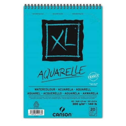 Альбом на спірали, для акварелі XL Aquarelle Watercolour 20 аркушів, 300 g, A5, Canson
