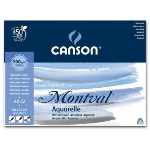 Блок бумаги для акварели Aquarelle Montval Bloc Canson 200 гр, 24x32 см 40 листов