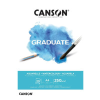 Альбом блок для акварелі, холодний прес, Canson Graduate Watercolour 20 аркушів 250 г/м2, А4 21х29,7 см Альбом блок для акварелі, холодний прес, Canson Graduate Watercolour 20 аркушів 250 г/м2, А4 21х29,7 см