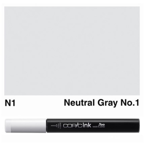 Заправка для маркеров COPIC Ink, №N1 Neutral gray Нейтральный серый, 12 мл