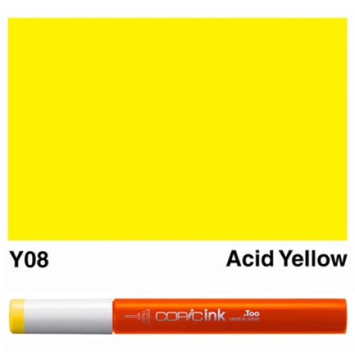 Заправка для маркеров COPIC Ink, №Y08 Acid yellow Насыщенно-желтый, 12 мл