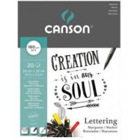 Блок бумаги для летеринга, гладкая бумага Lettering Canson, 180 гр, 24х32, 20 акрушей