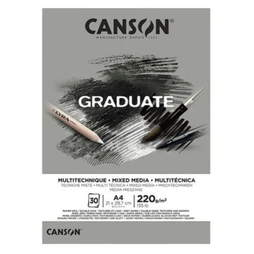 Альбом для смешанных техник Canson Graduate Mix Media Grey 30 листов 220 г/м2, А4 21х29,7 см
