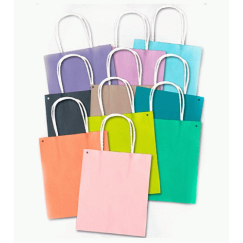 Бумажный крафт пакет Folia Paper Bags, 12x5,5x15 см, в цветном ассортименте 20 шт