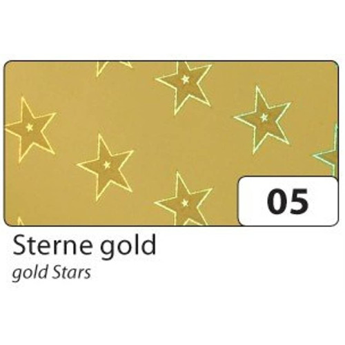 Картон Folia голографический Holographic Card 230 г/м2, 50x70 см, Gold Stars Золотые звезды