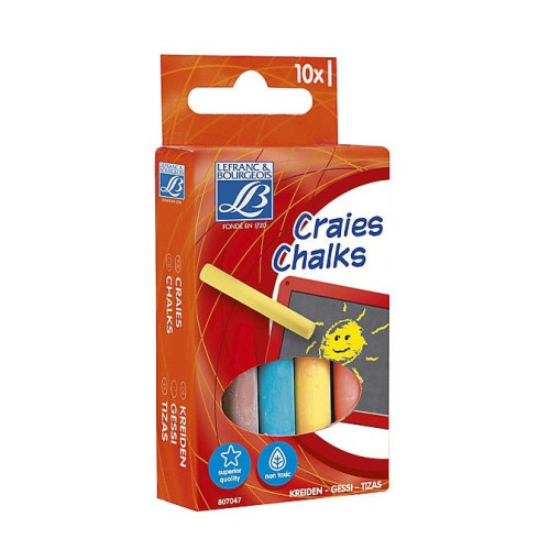 Набір різнокольорової крейди Chalks Box of 10 color chalks, 10 шт, Lefranc Bourgeois