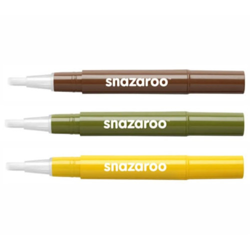 Набор кистей для грима Snazaroo Brush Pen, 3x2 мл, оливковый, желтый, коричневый