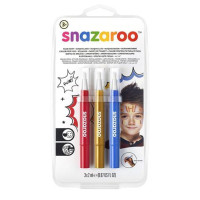 Набор кистей для грима Snazaroo Brush Pen, 3x2 мл, синий, золотой, красный