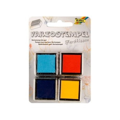 Набор чернил для штемпелей Folia Variostamp Ink Pads, Set III Ассорти, 4 цвета: ярко-красный, желтый, голубой