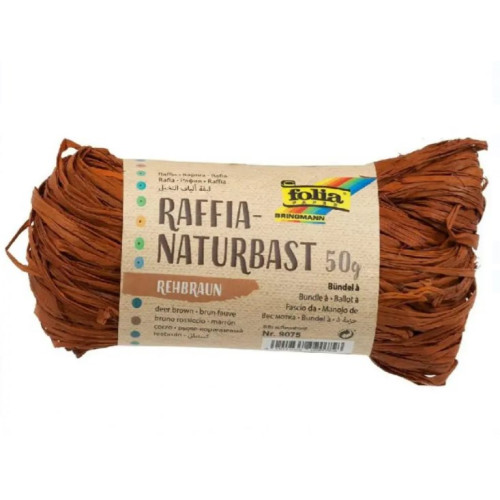 Рафия в мотках Folia Raffia-natural quality, №75 Коричневый, 50 гр