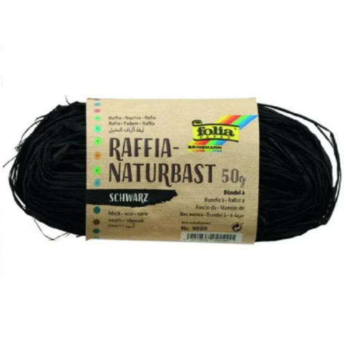 Рафия в мотках Folia Raffia-natural quality, №90 Черный, 50 гр