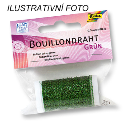 Декоративний дріт Folia 0,3 мм х 60 м, Bouillion Thread, №51 Green Зелений