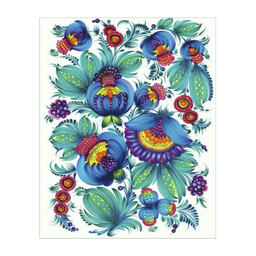 Алмазна мозаїка SANTI Квітковий орнамент синій 40*50см на підрамнику.