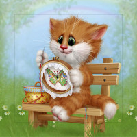Алмазна мозаїка SANTI Котик Помічник 30*30см на підрамнику