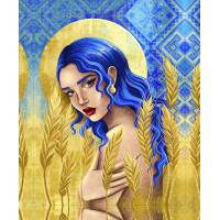 Алмазная мозаика Украинка с колосками, 40х50 см на подрамнике SANTI