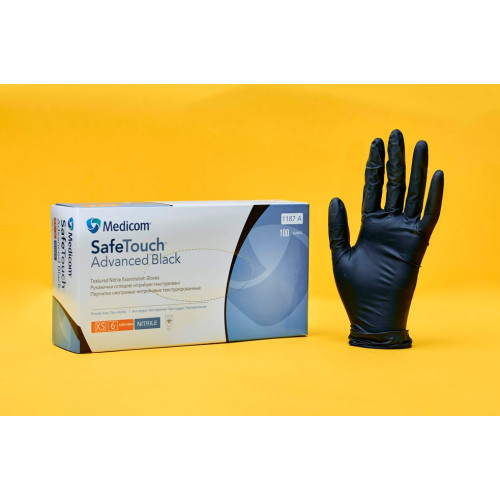 Нитриловые черные  перчатки SafeTouch®  Black без пудры M 50 пар