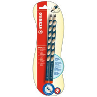 Карандаш чернографитный НВ для правши STABILO easy graph, 2 шт в блистере