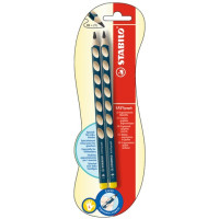 Карандаш чернографитный НВ для левши STABILO easy graph, 2 шт в блистере
