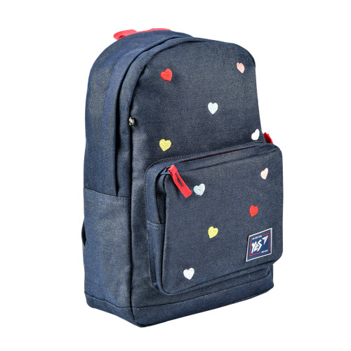 Рюкзак молодежный YES T-67 Hearts, синий, 47x31x20 см