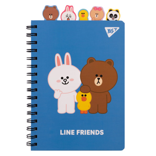 Блокнот YES А5, 80 арк. cпіраль з роздільниками Line Friends