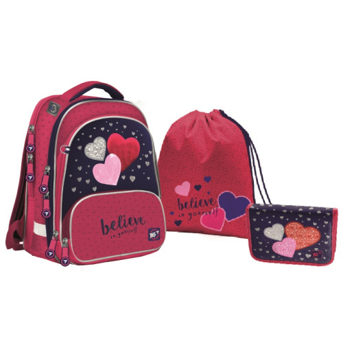 Набор рюкзак, пенал и сумка Yes S-30 Juno Ultra Collection Heart beat 3 шт