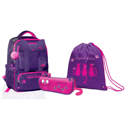 Набор рюкзак, пенал и сумка Yes TS-62 Collection Stylish kitties 3 шт
