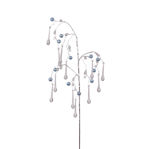 Ветка декоративная Yes Fun Кристаллы-капли, Бусины серые, 60 см