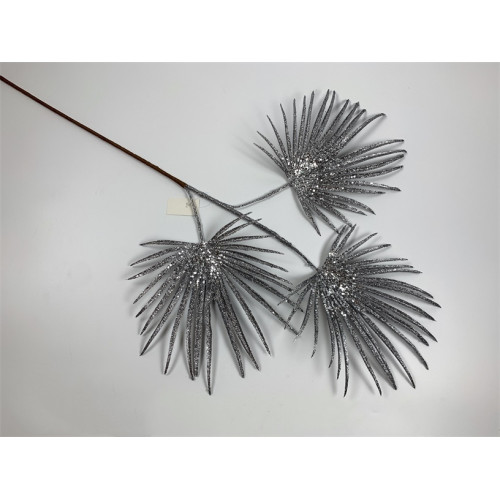Ветка декоративная Yes Fun Пальмовые веера 90 см, серебро, глиттер