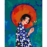 Картина за номерами Девушка с колибри, 40*50 см, SANTI