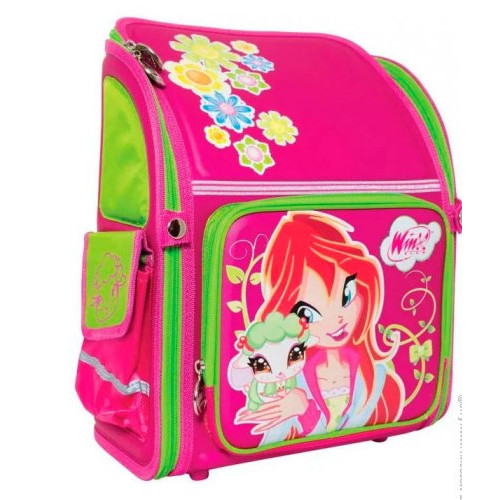 Рюкзак школьный каркасный 1 Вересня Н-18 WINX-CLUB ярко-розовый, 27х15х34 см, твердая спинка