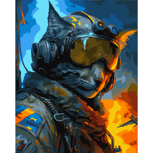 Картина по номерам SANTI Воинственный кот-призрак 40х50 см