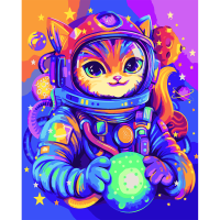 Картина за номерами SANTI Космічний патруль Кіт 40x50см ©pollypop92