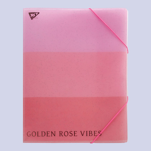 Папка-органайзер YES на резинке А4 Rose Gold, 4 отд, фольга